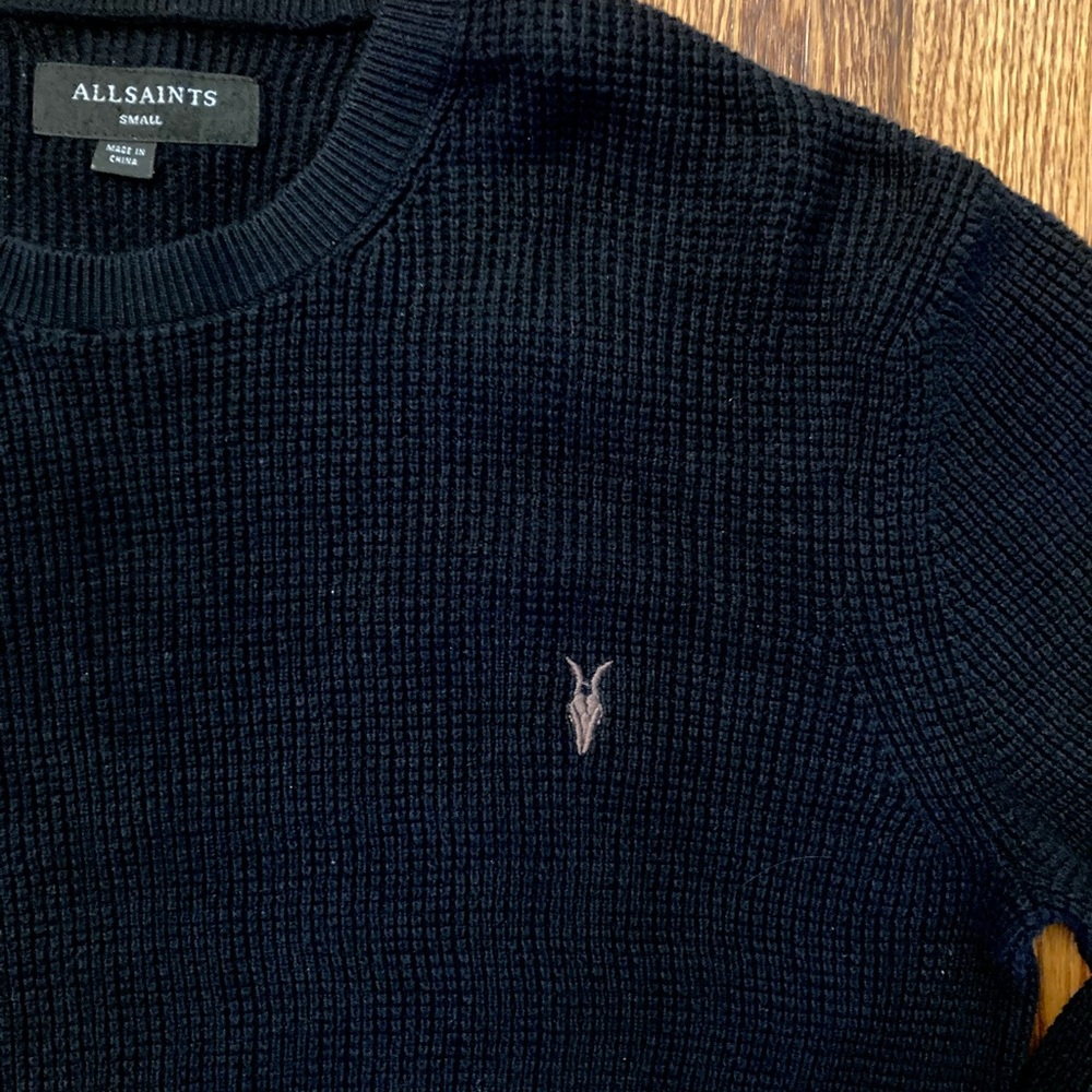 AllSaints Men’s Waffle Sweater Black Small